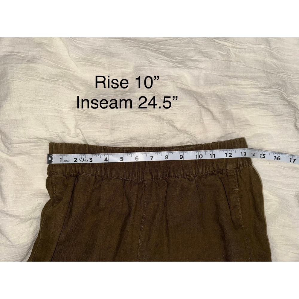 American Giant brown 100% linen pull on elastic waist wide leg pants women's XS - Picture 8 of 8